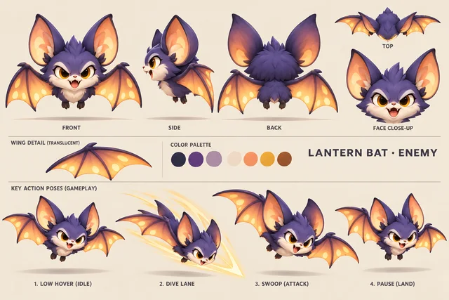 Lantern bat, SWASHPAWS concept illustration