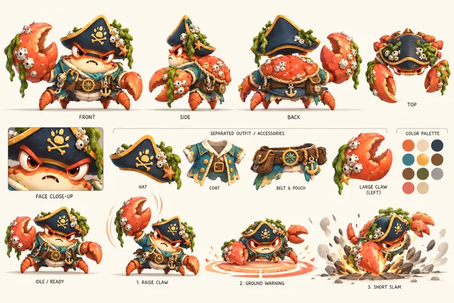 Barnacle crab, SWASHPAWS concept illustration