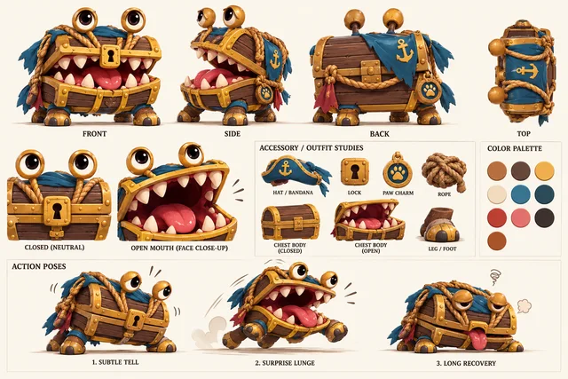 Mimic chest, SWASHPAWS concept illustration