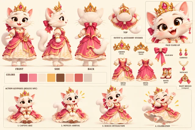 Animal princess, SWASHPAWS concept illustration