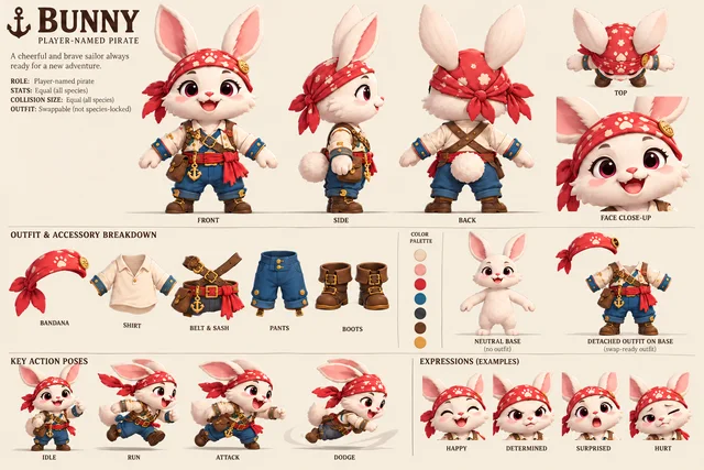 Bunny, SWASHPAWS concept illustration