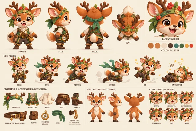 Deer, SWASHPAWS concept illustration