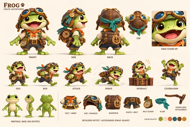 Frog, SWASHPAWS concept illustration