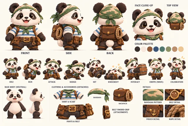 Panda, SWASHPAWS concept illustration